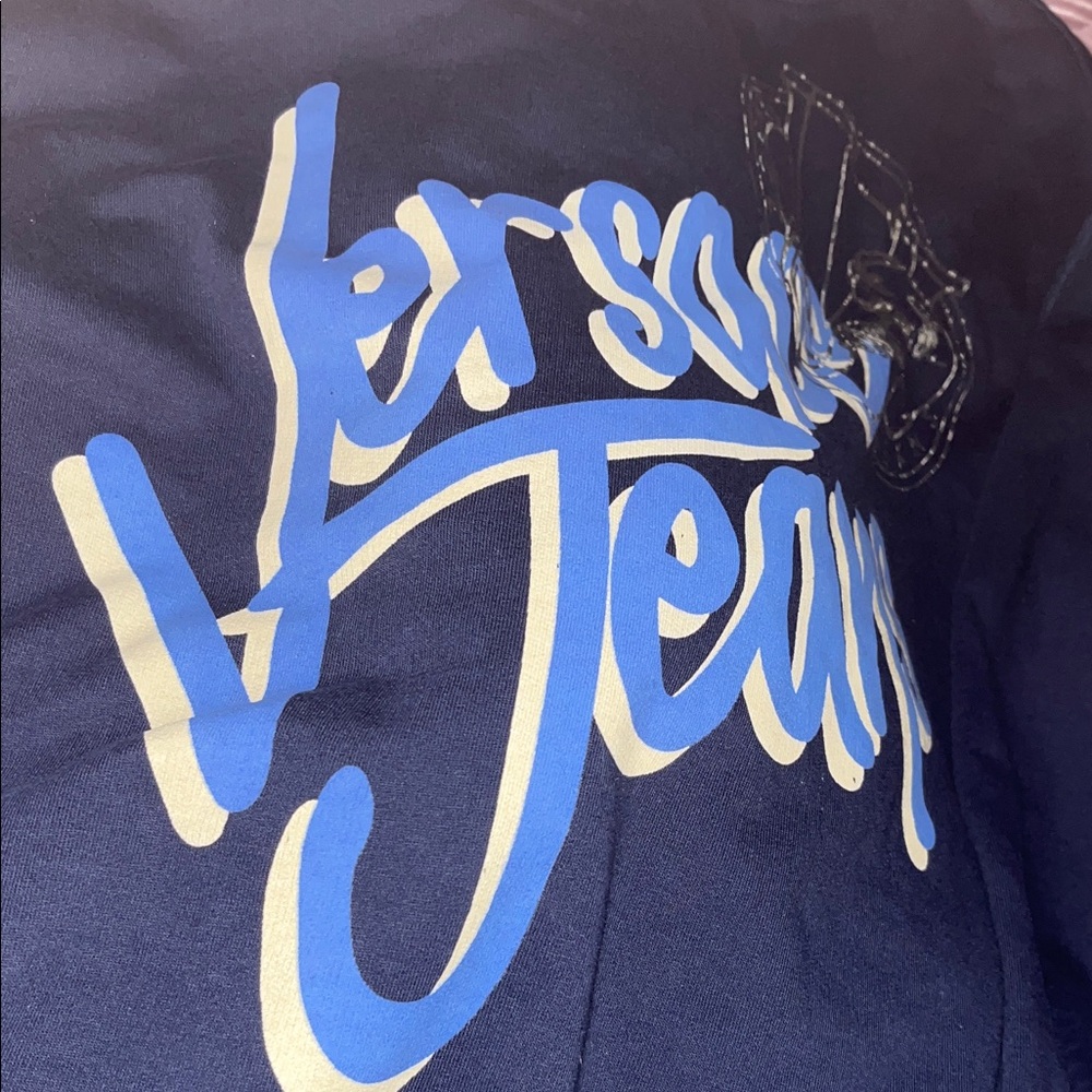 Versace Navy and Light Blue Graphic Tee